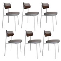 6 Unidades Cadeira Alloa fixa C/4 Pés 50 X 44,7 X 83,8 cm Pés Brancos