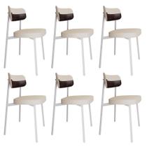 6 Unidades Cadeira Alloa fixa C/4 Pés 50 X 44,7 X 83,8 cm Pés Brancos