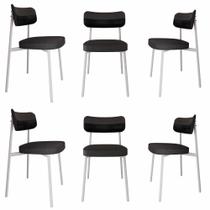 6 Unidades Cadeira Alloa fixa C/4 Pés 50 X 44,7 X 83,8 cm Pés Brancos