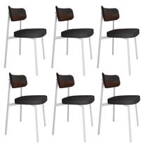 6 Unidades Cadeira Alloa fixa C/4 Pés 50 X 44,7 X 83,8 cm Pés Brancos