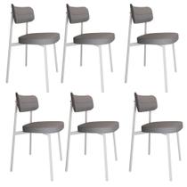 6 Unidades Cadeira Alloa fixa C/4 Pés 50 X 44,7 X 83,8 cm Pés Brancos