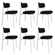 6 Unidades Cadeira Alloa fixa C/4 Pés 50 X 44,7 X 83,8 cm Pés Brancos