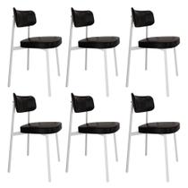 6 Unidades Cadeira Alloa fixa C/4 Pés 50 X 44,7 X 83,8 cm Pés Brancos