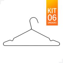 6 Unidades de Cabide Tintureiro com Cava Preto - Ideal para Manter Roupas em Ordem e com Estilo