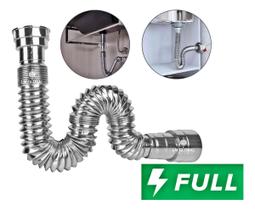 6 UNIDADES - Sifão Cromado Extensivo Universal Sanfonado Ajustável para Lavatório, Pia, Tanque, Cuba