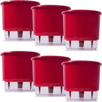 6 Vaso Raiz Autoirrigavel 21cm Vermelho Área Interna Externa