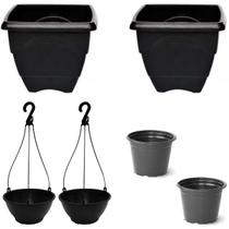 6 Vasos Plastico Preto Tamanho Diferentes Reforçado Com Furo 6 Vasos Plastico Preto Tamanho Diferentes Reforçado Com Furo