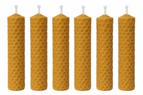 6 Velas De Cera De Abelha 100% Pura E Natural 10x2 Cm