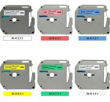 6 X Fita Compatível Brother Mk231 - 12mm X 8m Pt 80 70 90 6 X Fita Compatível Brother Mk231 - 12mm X 8m Pt 80 70 90