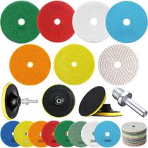 6 X Lixas 4 Pol. 100mm Diamantada Grão + 1 Disco Prato Suporte + 1 Pino M14 Granito Mármore KaQi 6 X Lixas 4 Pol. 100mm Diamantada Grão + 1 Disco Prato Suporte + 1 Pino M14 Granito Mármore KaQi