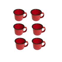 6 Xícara Vermelhas Esmaltada Para Café Chá Retrô Termo Cozinha Chá Água