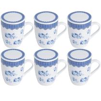 6 Xícaras de Chá Porcelana 310ml com Tampa Infusor Lyor Canecas Super White Grécia 6 Xícaras de Chá Porcelana 310ml com Tampa Infusor Lyor Canecas Super White Grécia