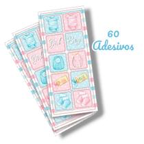 60 Adesivos Chá De Revelação Menino Menina - Rosa E Azul