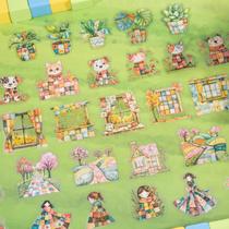60 adesivos estilo patchwork de colcha vintage à prova dágua 60 adesivos estilo patchwork de colcha vintage à prova dágua