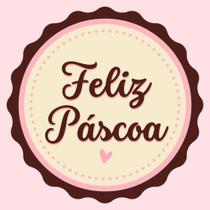 60 Adesivos Feliz Páscoa Rosa 4 Cm X 4 Cm - Redondo