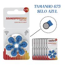 60 Baterias/Pilhas para Aparelho Auditivo SOUND PERFORM - tamanho 675 (SELO AZUL)