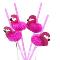 60 Canudos Dobrável Flamingo/abacaxi Enfeite Festa Decoração