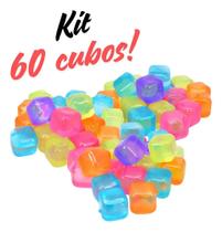 60 Cubos De Gelo Artificial Reutilizável Coloridos Quadrado