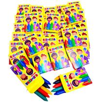 60 Cxs Giz De Cera Pequeno 5 Cores 5 Cm para Festas Aniversario Lembrancinha Prenda