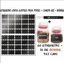 60 Etiquetas Lousa Medidas 4x3 cms + Caneta Giz Branca 60 Etiquetas Lousa Medidas 4x3 cms + Caneta Giz Branca