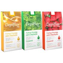 60 Folhas Prontas Corporal Depilflax Morango Hortelã Natural