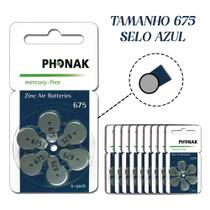 60 Pilhas - 675 Phonak Aparelho Auditivo - Mercury Free - SELO AZUL