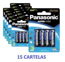 60 Pilhas Aa Zinco Panasonic 15 Cartelas C/ 4 Unid