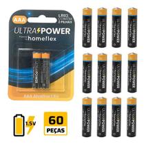 60 Pilhas Aaa Alcalina Palito Lr03 1,5v Pequena