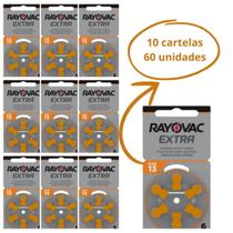 60 Pilhas Auditivas Rayovac Tamanho 13 10 Cartelas 60 Pilhas Auditivas Rayovac Tamanho 13 10 Cartelas