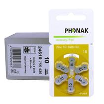60 Pilhas Baterias Aparelho Auditivo Modelo 10 - Phonak (10 cartelas = 1 Caixa)