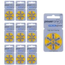 60 Pilhas/Baterias aparelhos auditivos Power One 10 SELO Amarelo