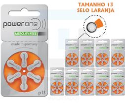 60 Pilhas/Baterias aparelhos auditivos - Power One 13 -SELO LARANJA