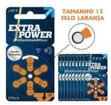 60 Pilhas/Baterias EXTRA POWER para Aparelho Auditivo - tamanho 13 - SELO LARANJA