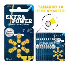 60 Pilhas / Baterias para Aparelho Auditivo - Extra Power - Tamanho 10 (selo amarelo)