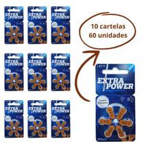 60 Pilhas / Baterias para Aparelho Auditivo - Extra Power - tamanho 312 (selo Marrom)