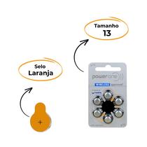 60 Pilhas Baterias Power One 13 PR48 para Aparelho Auditivo - 10 Cartelas C/ 6 Unidades