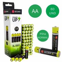 60 Pilhas Normal Comum Bateria AA 1,5v Zinco Cartela Segma