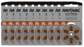 60 Pilhas RAYOVAC para aparelhos auditivos - Tamanho 312(selo Marrom)