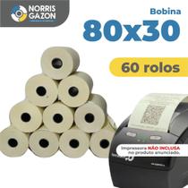 60 rolos bobinas térmicas 80x30 pdv cupom amarela - NORRIS GAZON