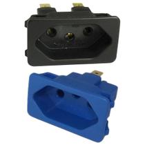 60 Tomada Fêmea 3 Pinos 10a Preto + 40 Azul Embutir Painel Aparelhos Tpa2-3 Margirius