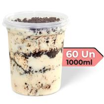 60 Unidades de Potes Plásticos 1 Litro Bolo no Pote Sorvete Açaí - BP Potes