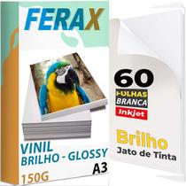 60 Vinil Adesivo Branco Brilho A3 - Impressora Jato De Tinta - Ferax