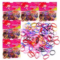 600 Elásticos Elastiquinhos Liguinhas de Cabelo Coloridos Rosa Preto Transparente - 600 Elásticos Elastiquinhos Liguinhas de Cabelo Coloridos Rosa Preto Transparente -