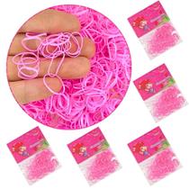 600 Elásticos Elastiquinhos Liguinhas de Cabelo Coloridos Rosa Preto Transparente - 600 Elásticos Elastiquinhos Liguinhas de Cabelo Coloridos Rosa Preto Transparente -