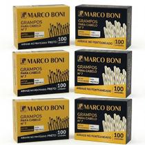 600 Grampos Para Cabelo N7 Marco Boni Dourado e Preto 600 Grampos Para Cabelo N7 Marco Boni Dourado e Preto