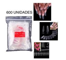 600 Un Unhas Postiças Bailarina KAISA Transparente Refil Alongamento