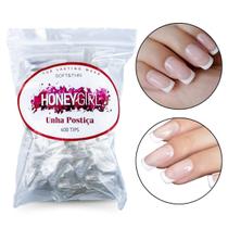 600 Unhas Postiças Quadrada Natural Transparente Honey Girl