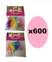 600 Xuxinhas Elásticos De Silicone Colorida Com Bolinha