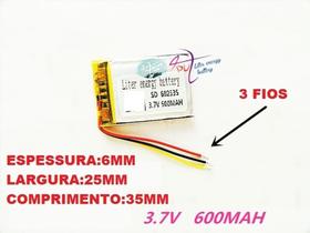 602535 C/ 600mah 6mmx25mmx35mm 3 Fios 3,7v Nova -