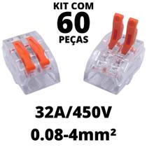 60un Conector Emenda Derivação Para Iluminação 2 vias 4mm² 32A/450V